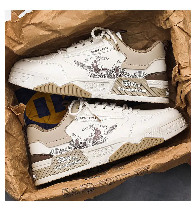 Men's Casual Shoes 2025 Spring New Style Graffiti Breathable Sneakers High Quality Designer Men Platform Shoes Zapatillas Hombre