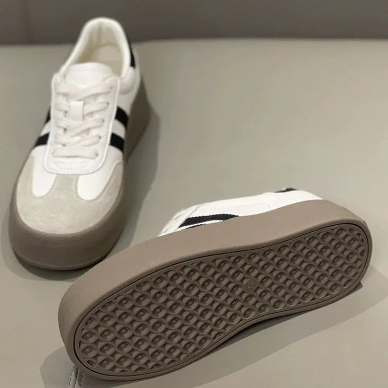 Spring and Autumn New Korean version Fashion Casual color Bock Thick sole Women's Versatile Comfortable Vulcanized Shoes 2025