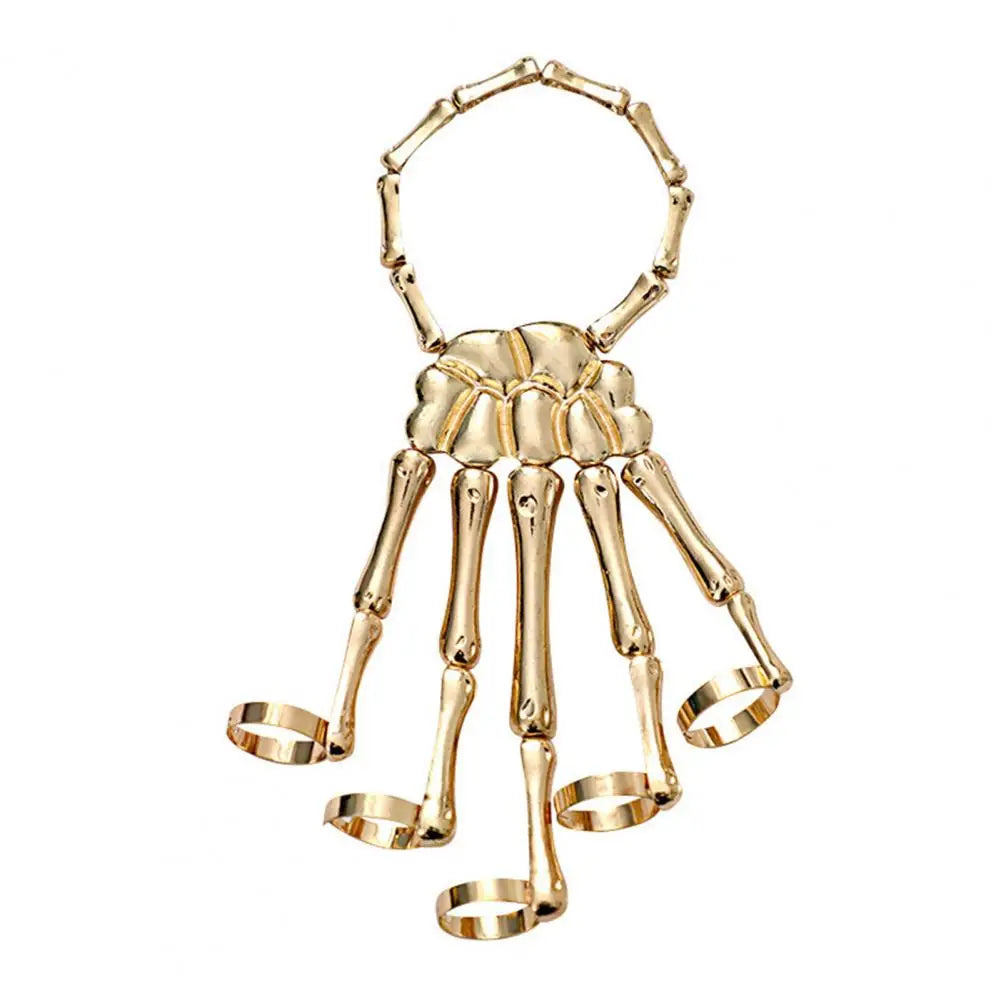 Halloween Hands Bracelet Skeleton Hand Ghost Claw Punk Exaggerated Style Adjustable Elastic Cord Spooky Skull Fingers Wristband