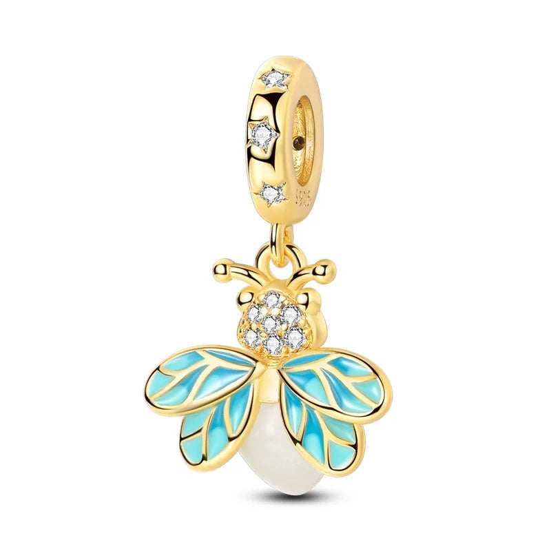 Hot Sale Night Glow Firefly Charm Beads For 3mm 925 Original Bracelet Women 925 Silver Pendant Bead DIY Jewelry Gift