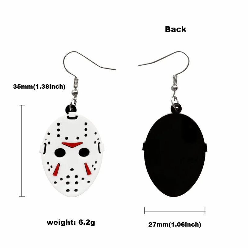 Hot Face Mask Earrings Face Hollow Personality Horror Movie Mask Earrings Halloween Acrylic Earrings Gift
