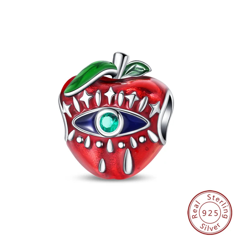 Original 925 Sterling Silver Red Charm Beads Red Wine Chili Dumbbell Pendant For Women Fit DIY Bracelet Birthday Jewelry Gift