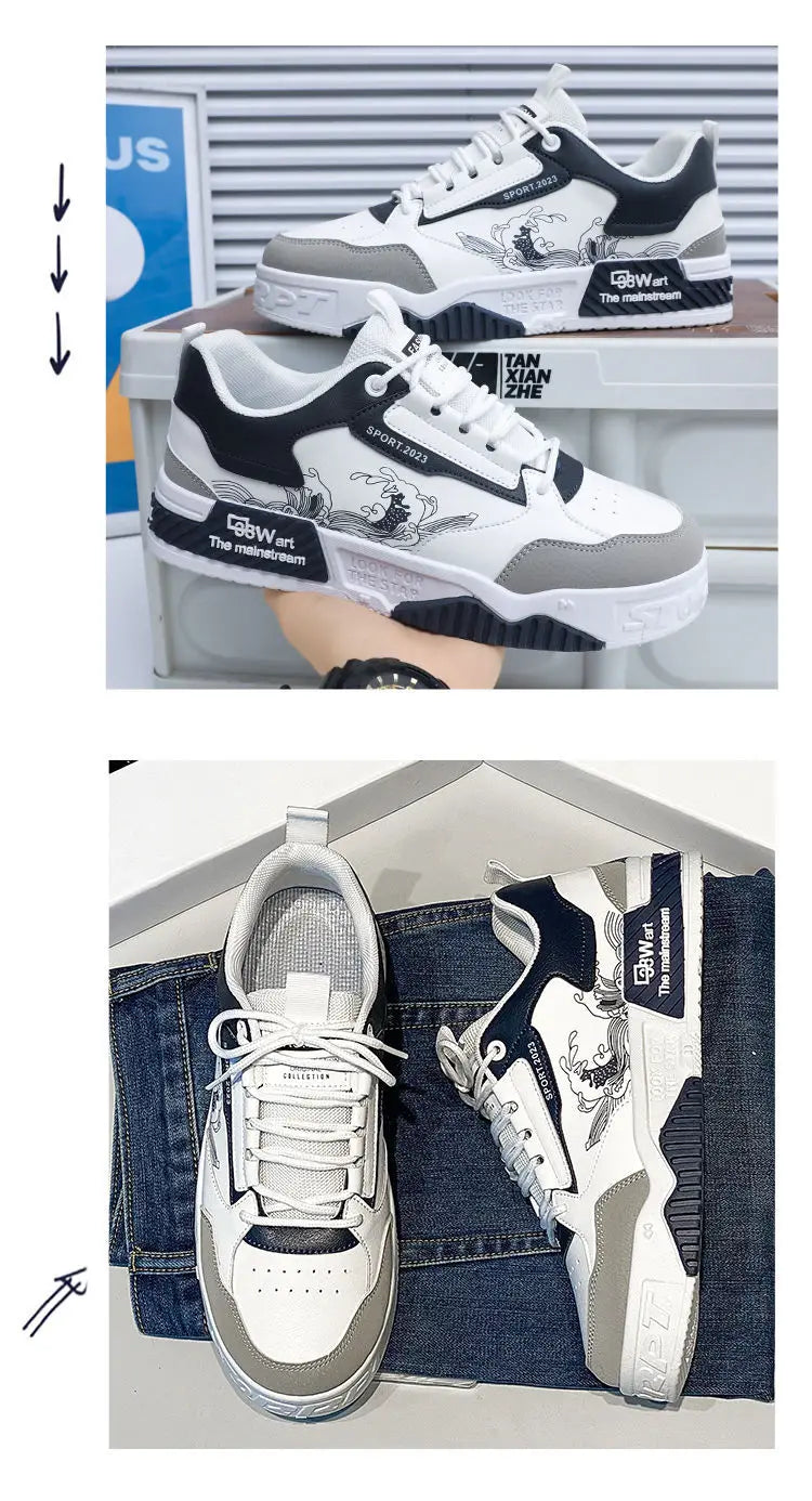 Men's Casual Shoes 2025 Spring New Style Graffiti Breathable Sneakers High Quality Designer Men Platform Shoes Zapatillas Hombre