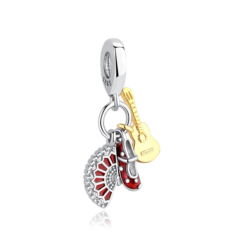 Original 925 Sterling Silver Charms Camera Suitcase London Bus Love Heart Beads Fit Bracelets Necklaces DIY Jewelry Women