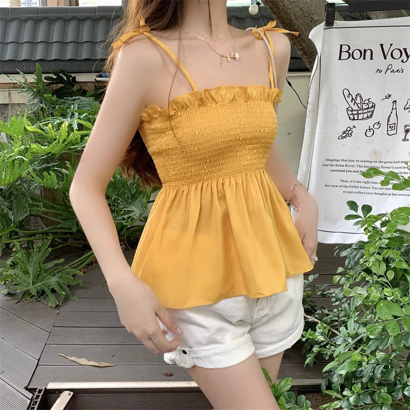 Women Elegant Top Solid Color Fashion Hotsweet Basics Backless Casual Y2k Camis Sexy Clothes