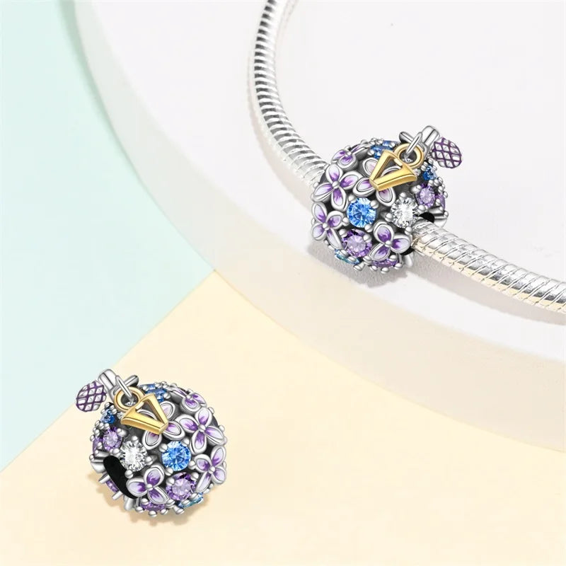 Original S925 Silver Romantic Pink Crown Perfume Bottle Charms Beads Fit Qikaola Bracelets Fine DIY Jewelry Valentine's Day Gift