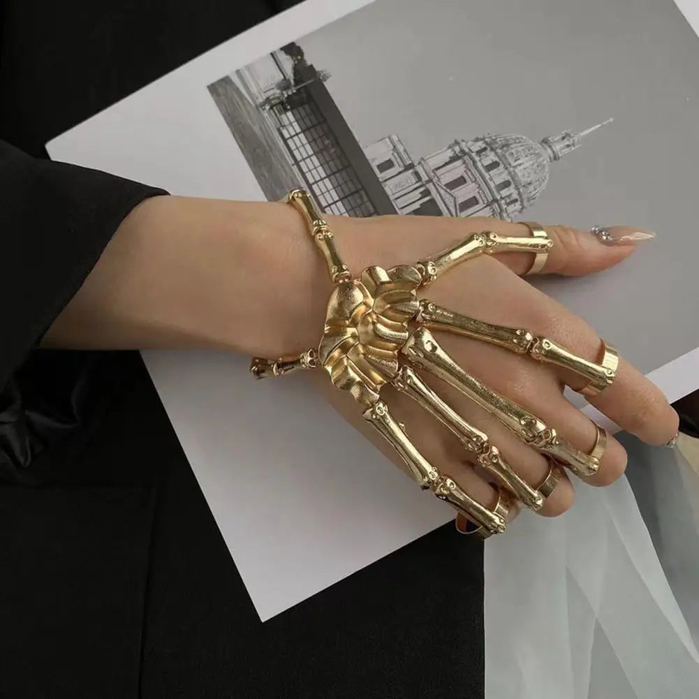 Halloween Hands Bracelet Skeleton Hand Ghost Claw Punk Exaggerated Style Adjustable Elastic Cord Spooky Skull Fingers Wristband