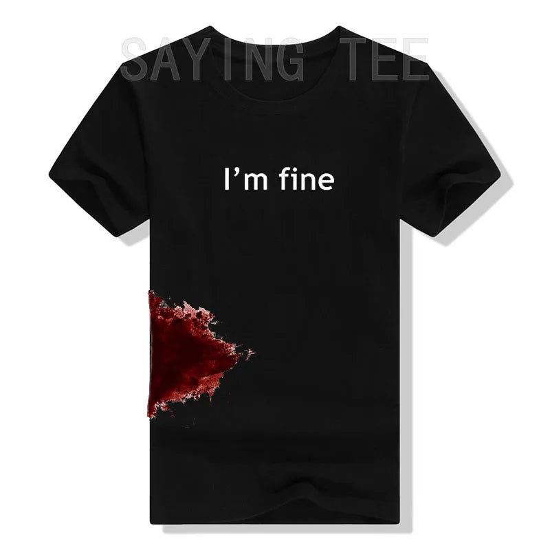 I'm Fine Graphic Novelty Sarcastic Movie Halloween Costume Humor Scary Funny T Shirt Gifts for Women Men Clothing Graphic Tee