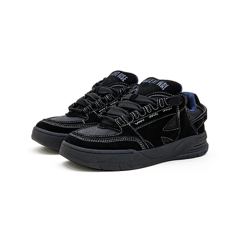 Maden 2023 Thick Sole Bread Skateboarding Shoes Autumn New Black Men's Low Top Shoes Retro Casual Sports Shoes