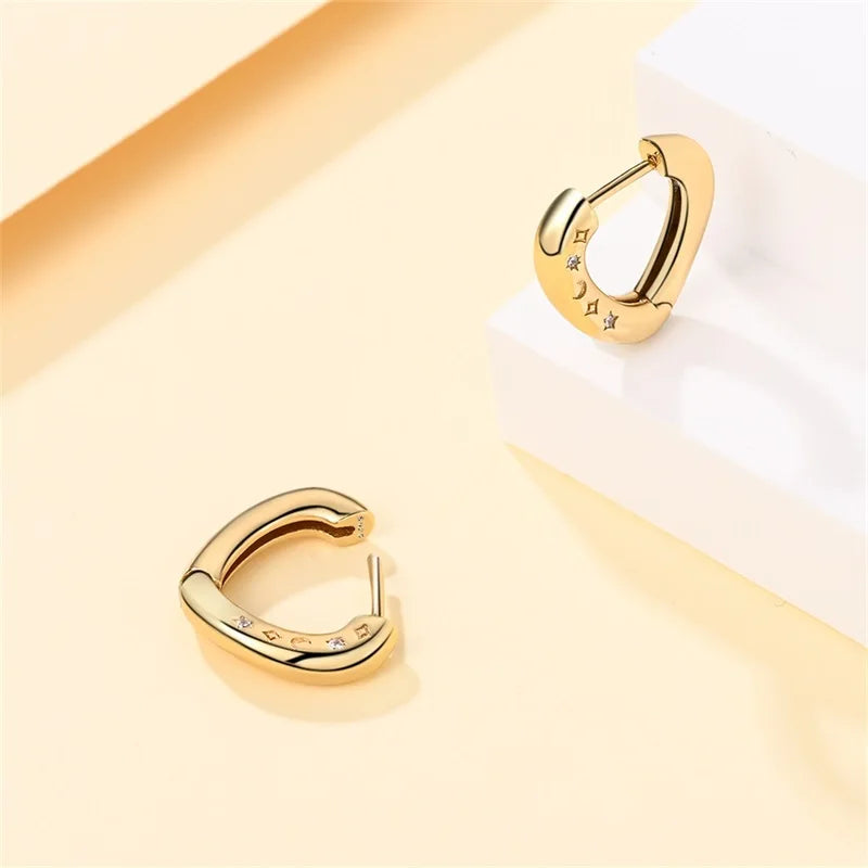 New in 925 Silver Color Gold Pearl Bee Irregularity Star Moon Earrings For Women 2024 Trending Fashion Jewelry Birthday Gifts