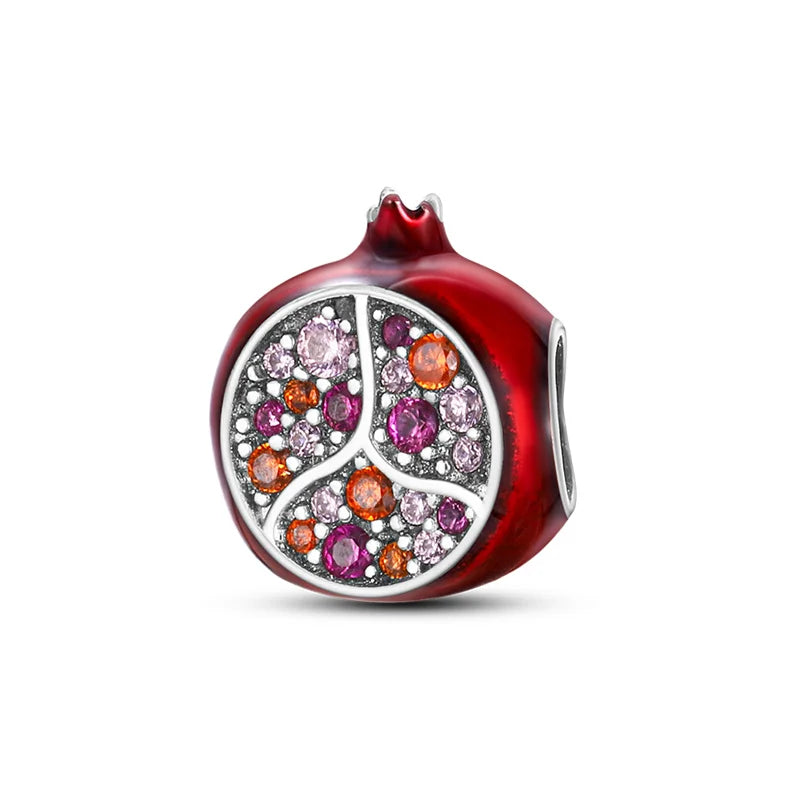Original 925 Sterling Silver Red Charm Beads Red Wine Chili Dumbbell Pendant For Women Fit DIY Bracelet Birthday Jewelry Gift