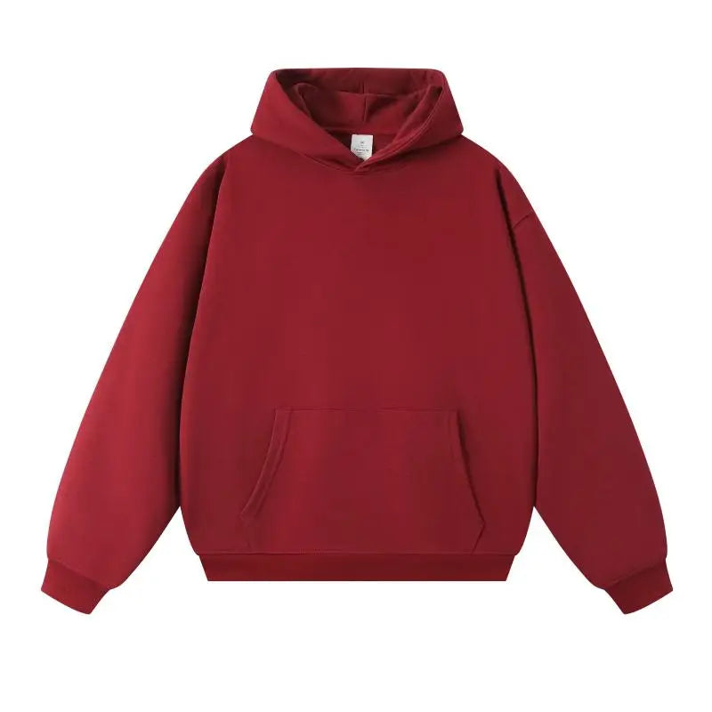 750g Terry Hooded Sweatshirt Autumn Winter Style Drop Shoulder Loose Trendy Pullover Hoodie Casual Solid Color Jacket Unisex