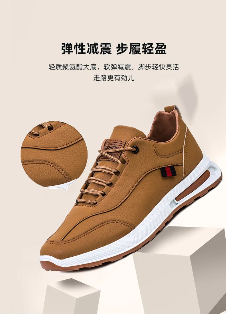 Men's PU Leather Sneakers Business Casual Shoes for Man Outdoor Breathable Sneakers Male Fashion Loafers Walking Footwear Tenis