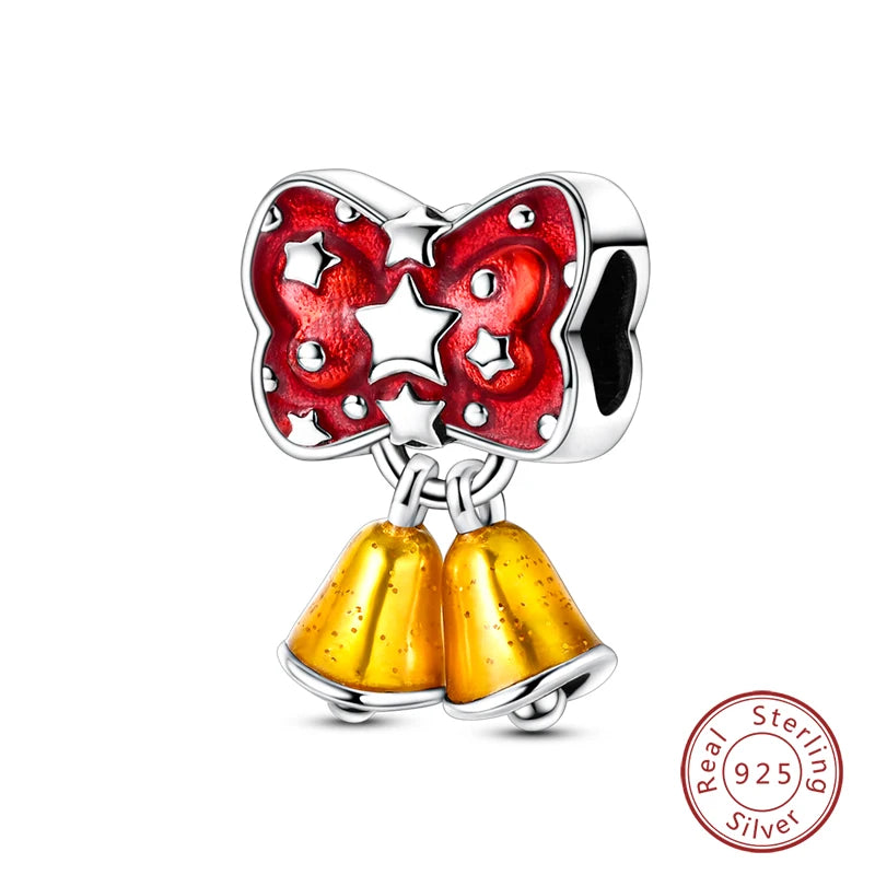 Original 925 Sterling Silver Red Charm Beads Red Wine Chili Dumbbell Pendant For Women Fit DIY Bracelet Birthday Jewelry Gift