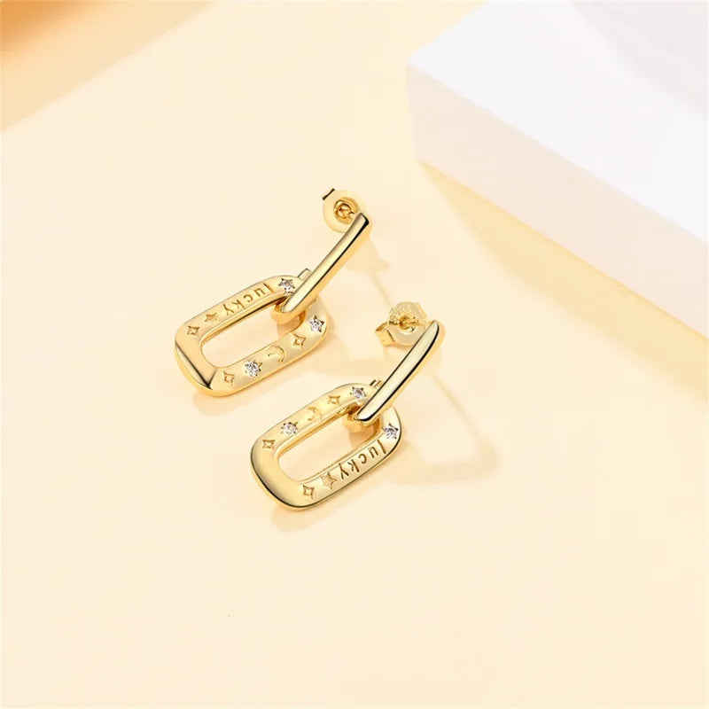 New in 925 Silver Color Gold Pearl Bee Irregularity Star Moon Earrings For Women 2024 Trending Fashion Jewelry Birthday Gifts