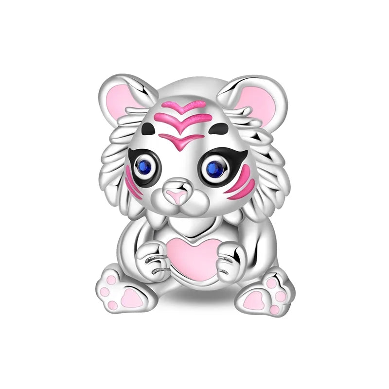 Original 925 Sterling Silver Charms Beads Cute Cat Dog Tiger Koala Animal Charm Pendant For Women Fine DIY Birthday Jewelry Gift
