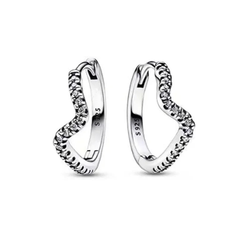 Sparkling Colorful Hoop Earrings 925 Sterling Silver Hypoallergenic Jewelry Embellished With Zircon Elegant Luxury Style Female