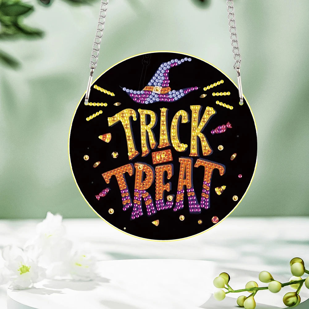 Special Shape Halloween Pumpkin Carriage 5D DIY Diamond Painting Dots Pendant Rhinestone Diamond Art Pendants for Wall Window