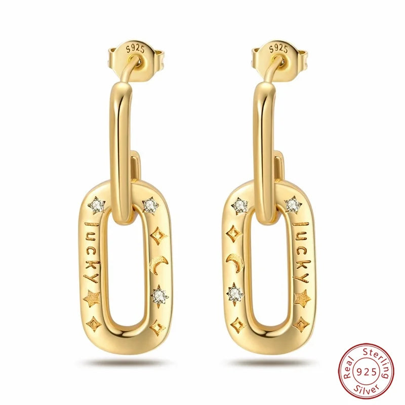 New in 925 Silver Color Gold Pearl Bee Irregularity Star Moon Earrings For Women 2024 Trending Fashion Jewelry Birthday Gifts