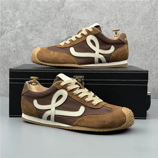 Mens Leather Shoes Fall Fashion Sneakers for Driving Walking Office, Comfortable Men Slip on Skate Flats Non Slip Youth Shoes