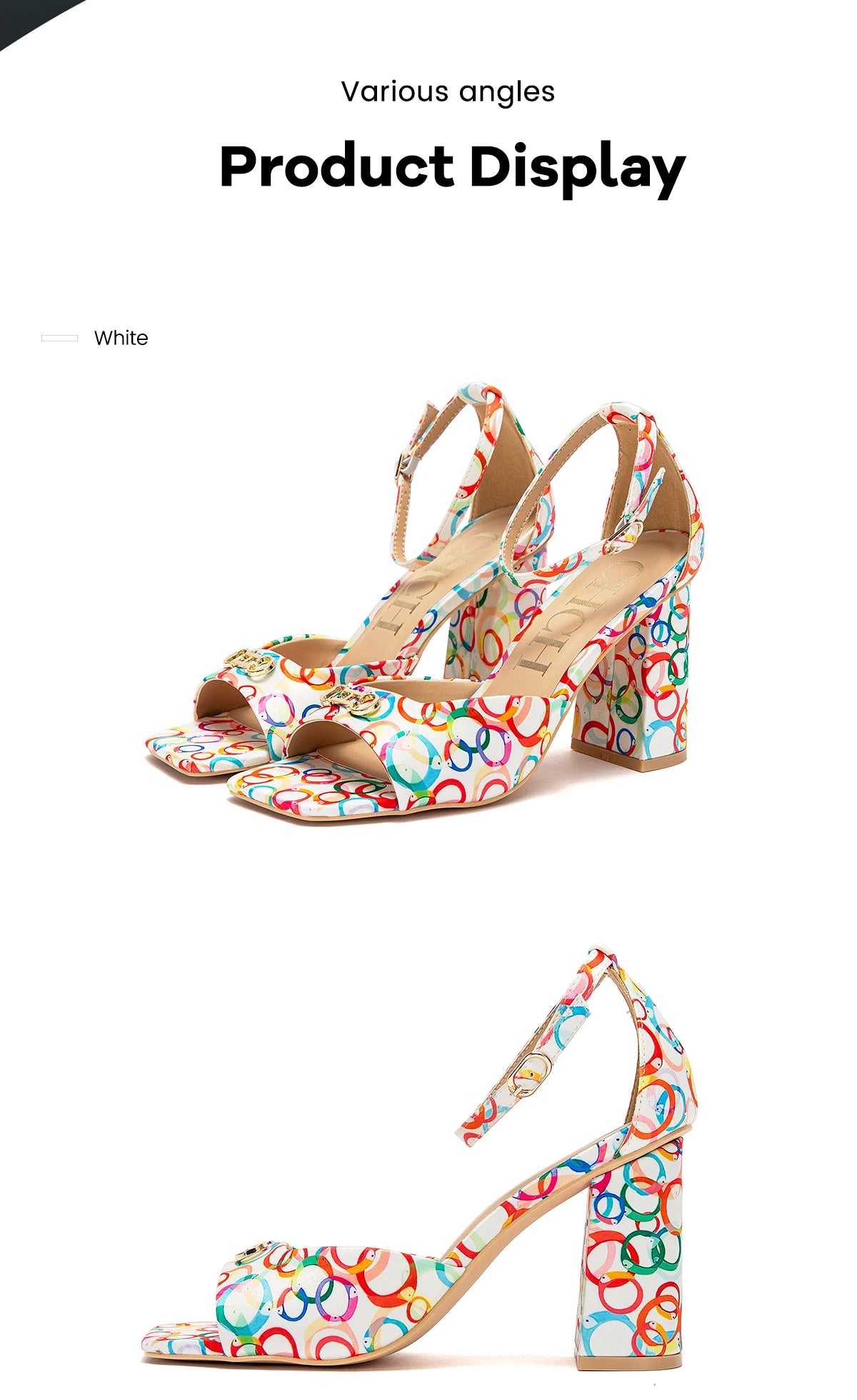 High Heels 2024 Fashion  Women's Luxury Design Sandals Metallic Flower Square Toe Fine Heel Party Dress Shoes High Heels