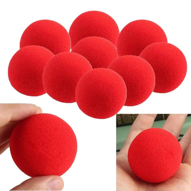 10pcs Finger Sponge Ball Magic Sponge Ball Red Magic Props Comedy Magic Trick Gift for Kid Halloween Party Masquerade