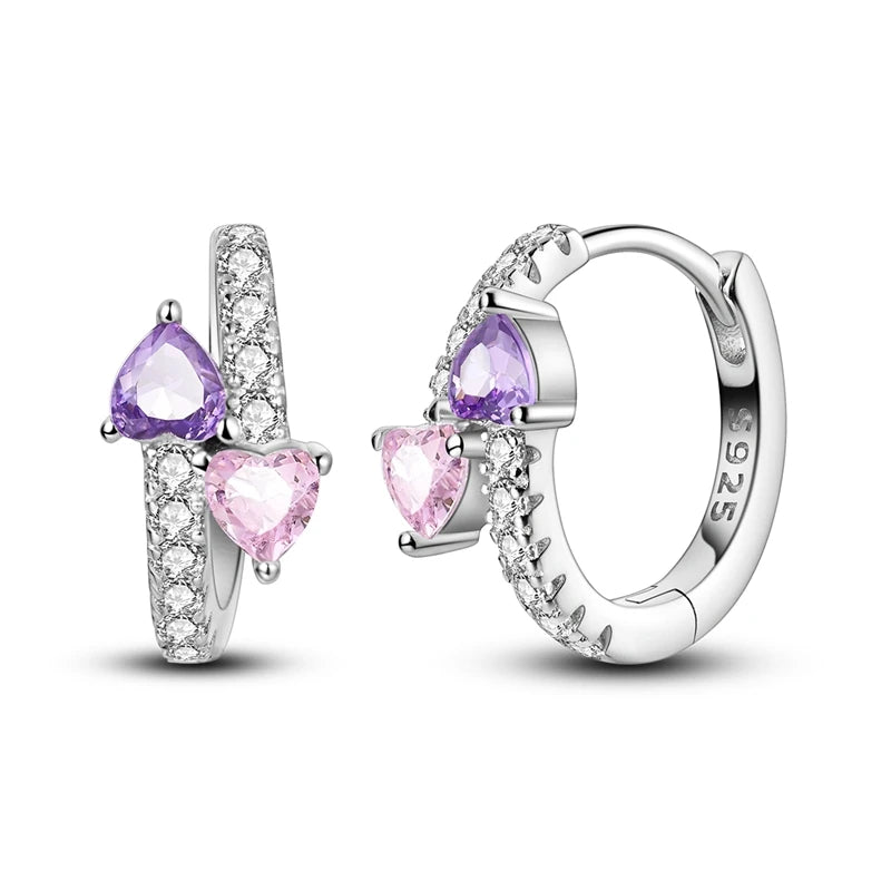 925 Sterling Silver Colored Zirconium Stars Hoop Earrings For Women Jewelry Anniversary WeddingMaking Jewelry Gift