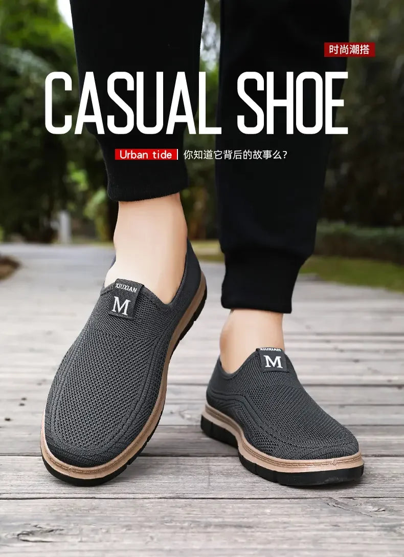 Men's Summer New Loafers Casual Cloth Shoes with Breathable Mesh and Versatile Sneaker Leisure Running Shoes Tenis Masculino
