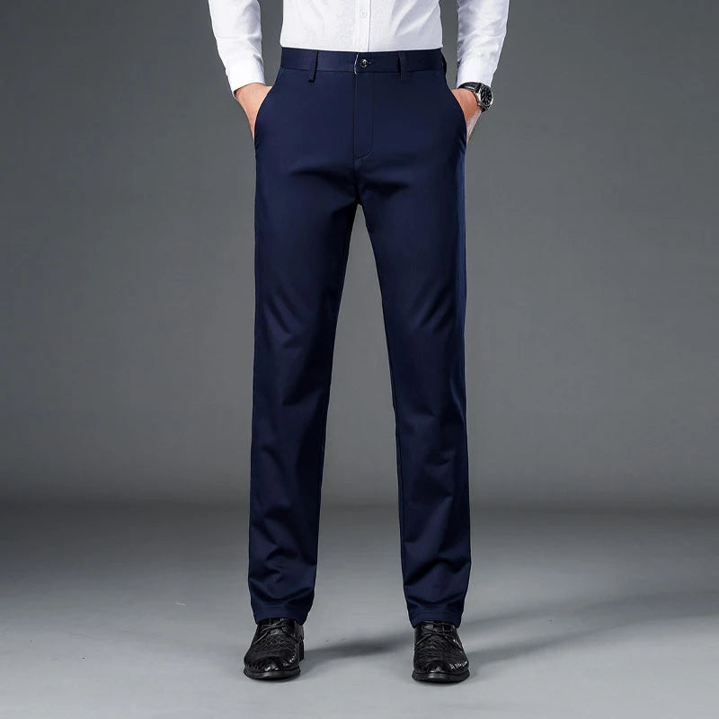Men's smart casual pants elastic sports men's quick drying pants spring and autumn straight leg office black navy blue work pant
