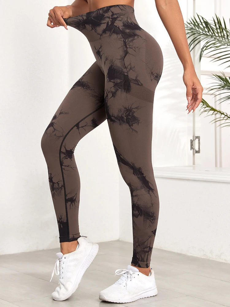 2024 New Tie Dye Gym Leggings Women Fitness Push Up Casual Sport Leggings Of Women  Running Outdoors