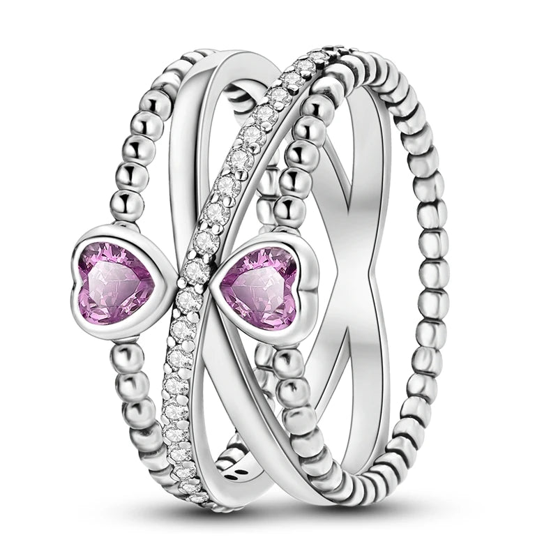 Rings 925 Silver Interwoven Line Rings Zircon Geometric Winding Rings Romantic Engagement Wedding Valentine Fine Jewelry Gift