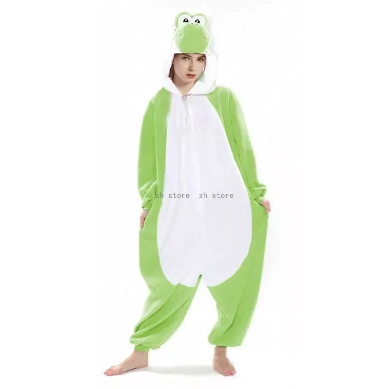 Super Mari0 LUIGI Yoshi Onesie Frog Cosplay Costume Kigurumi Halloween Christmas Fleece Pajama LOVERS Full Body Homewear GIFT