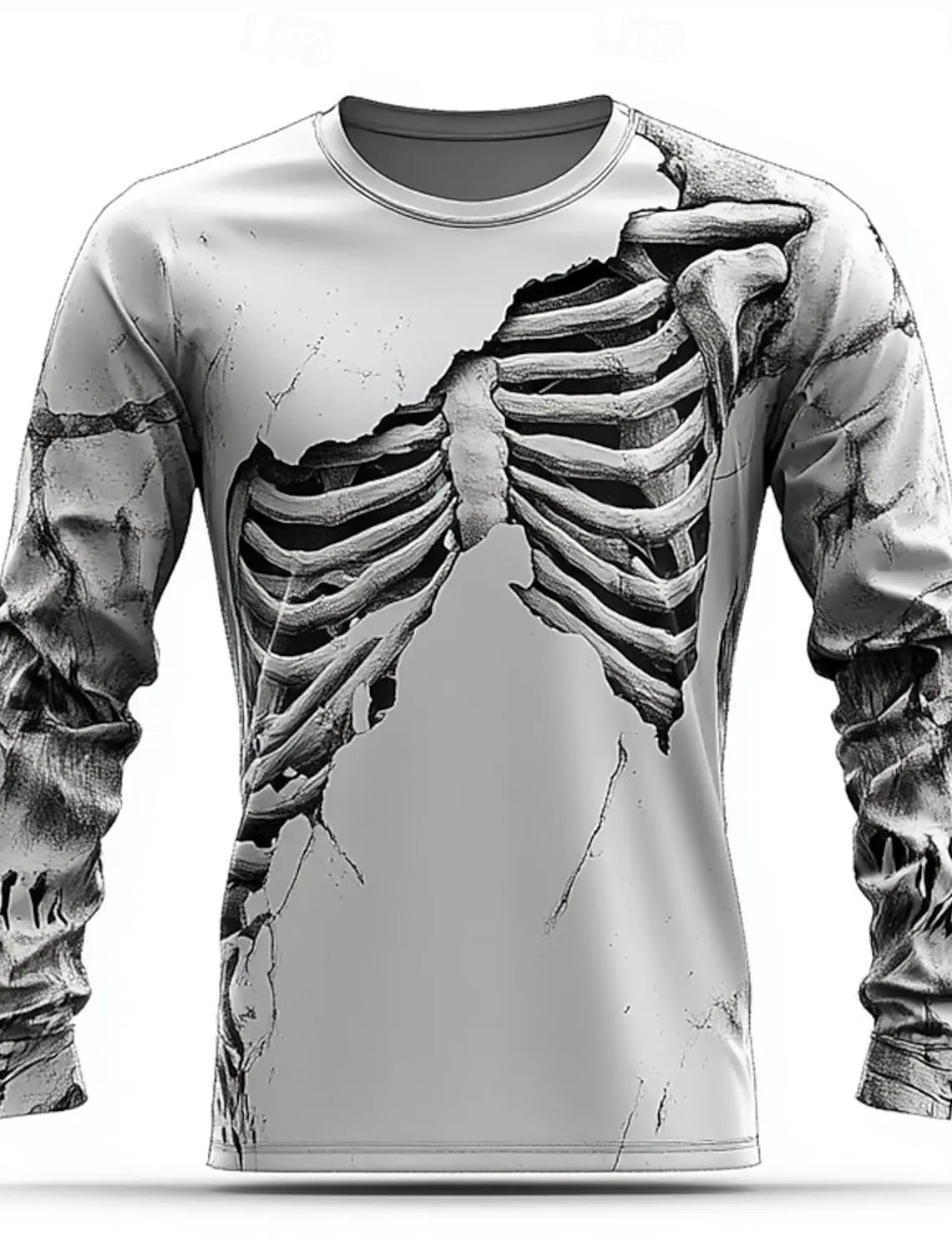 Cool Skulls Horror Mummy Men's 3D Print T shirt Tee Street Casual Halloween Long Sleeve Crew Neck Shirt  Fall Clothing Apparel