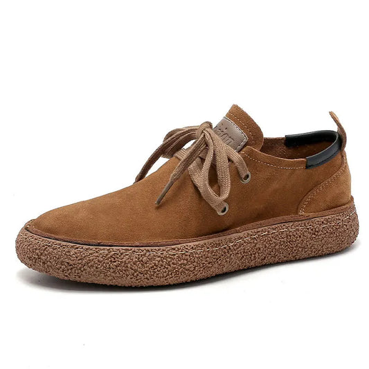 Men's Lace-up Casual Shoes Suede Genuine Leather Men Comfortable Driving Flats Mens Wear-resisting Non-slip Retro Desert Shoes