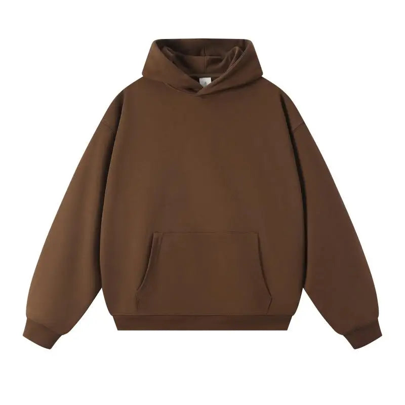 750g Terry Hooded Sweatshirt Autumn Winter Style Drop Shoulder Loose Trendy Pullover Hoodie Casual Solid Color Jacket Unisex