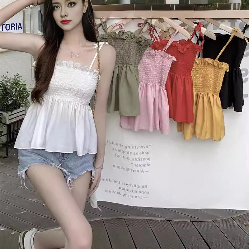 Women Elegant Top Solid Color Fashion Hotsweet Basics Backless Casual Y2k Camis Sexy Clothes