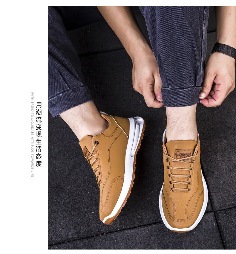 Men's PU Leather Sneakers Business Casual Shoes for Man Outdoor Breathable Sneakers Male Fashion Loafers Walking Footwear Tenis