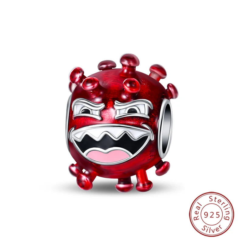 Original 925 Sterling Silver Red Charm Beads Red Wine Chili Dumbbell Pendant For Women Fit DIY Bracelet Birthday Jewelry Gift