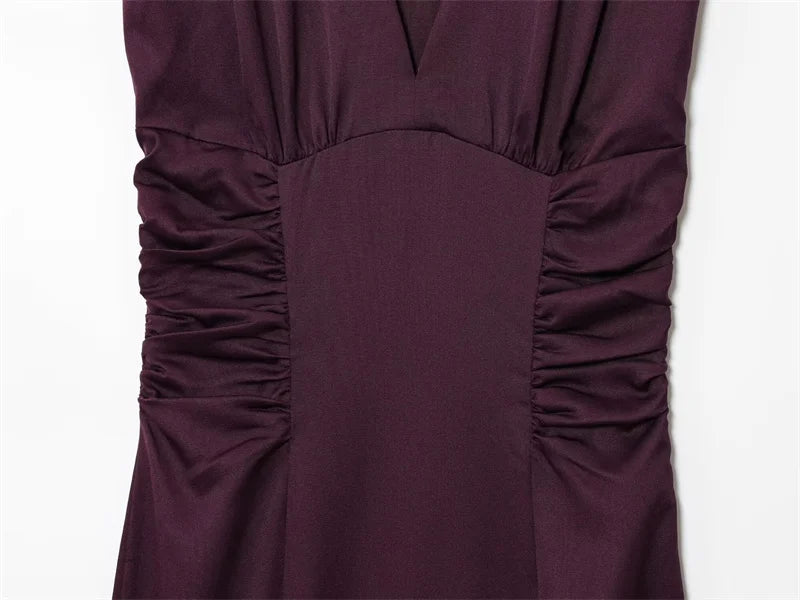 Women's Dress New Fall 2025 Purple Sleeveless Draped Dress Long Dress Elegant Personality Fashion