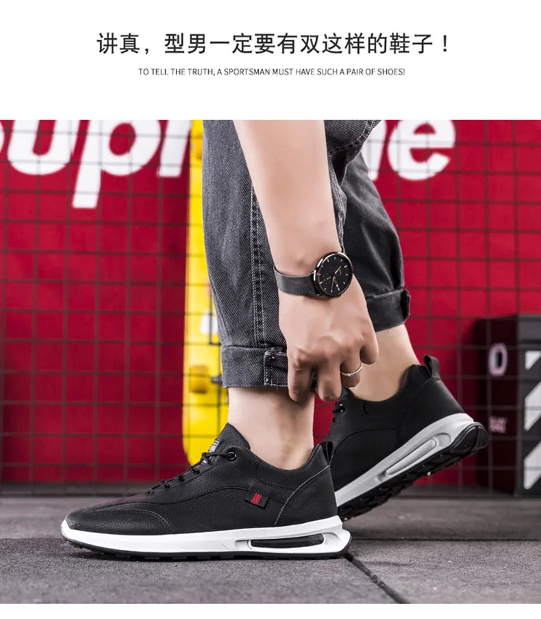 Men's PU Leather Sneakers Business Casual Shoes for Man Outdoor Breathable Sneakers Male Fashion Loafers Walking Footwear Tenis