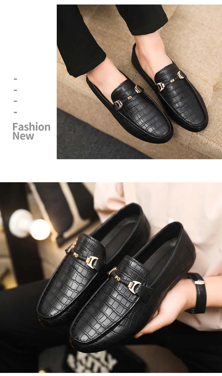 Autumn trend of 2025 men's bean shoes checkerboard casual men's shoes compound Leather men's flat shoes men's driving Size 39-46