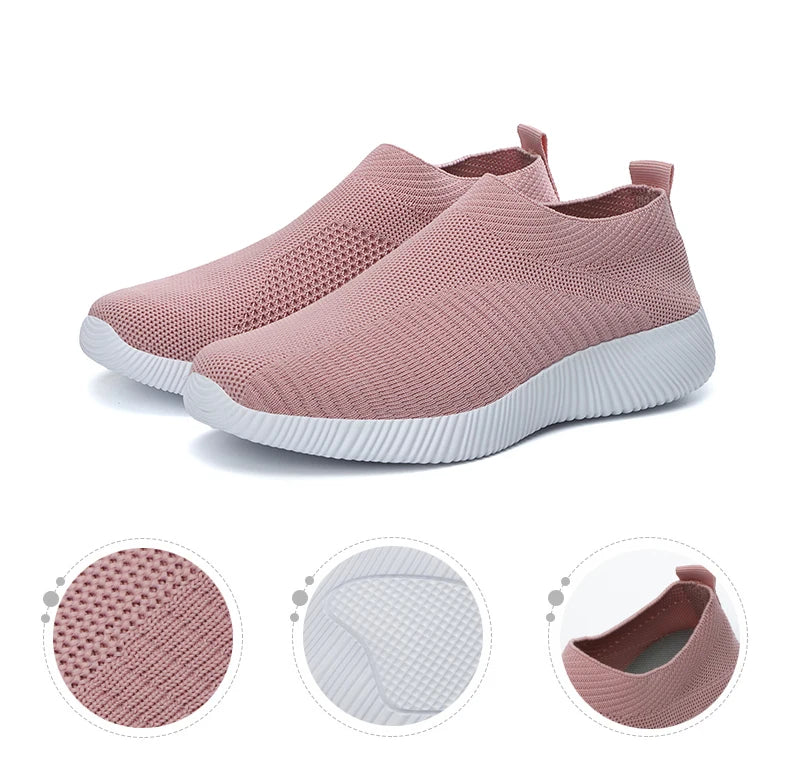 New Pink Women Shoes Soft Sneakers Lightweight And Comfortable Women Slip On Lazy Loafers Walking Shoes For Women Size 36-42