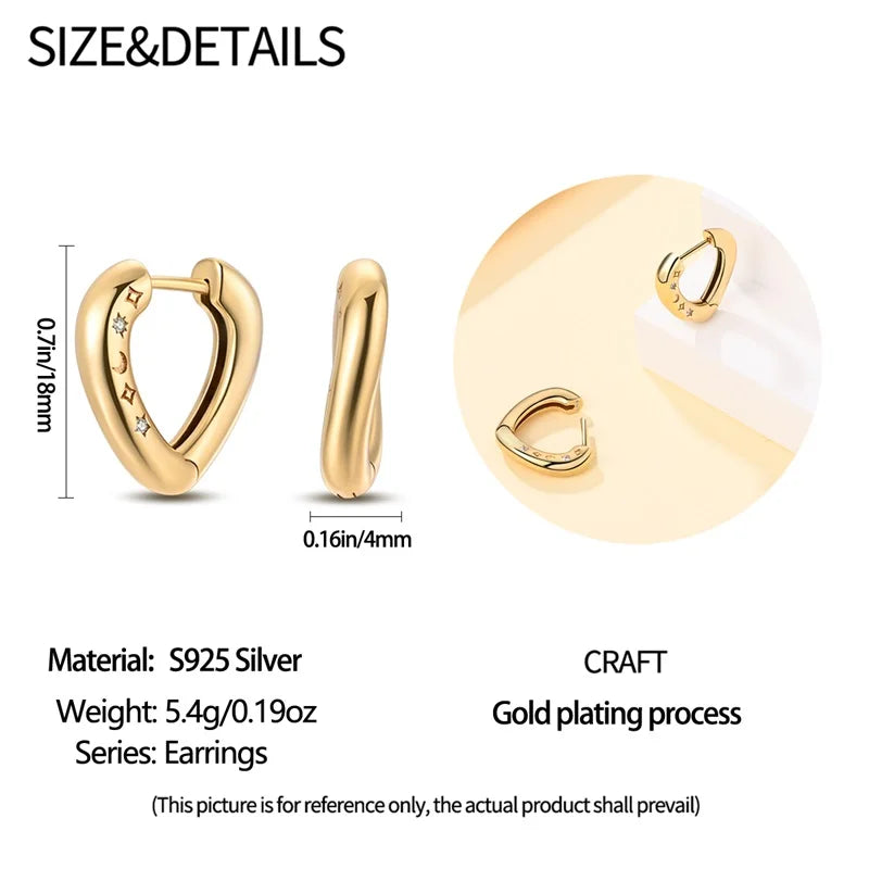 New in 925 Silver Color Gold Pearl Bee Irregularity Star Moon Earrings For Women 2024 Trending Fashion Jewelry Birthday Gifts