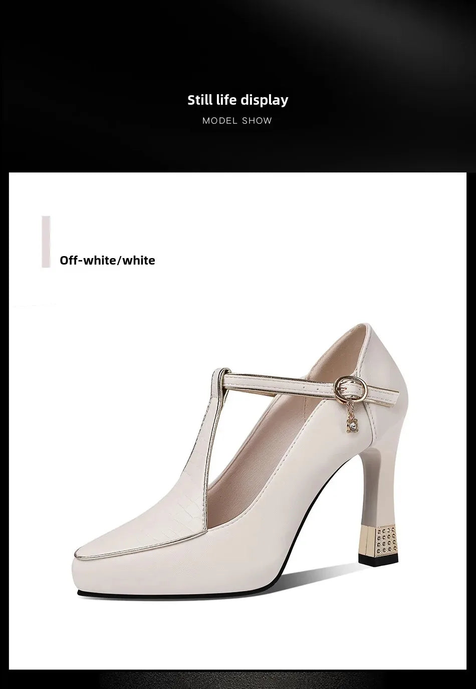 2024 Spring Vintage Fashion Women's Pointed Toe Shallow Sole One-Piece Buckle Mary Sandals High Heels Polyurethane Leather