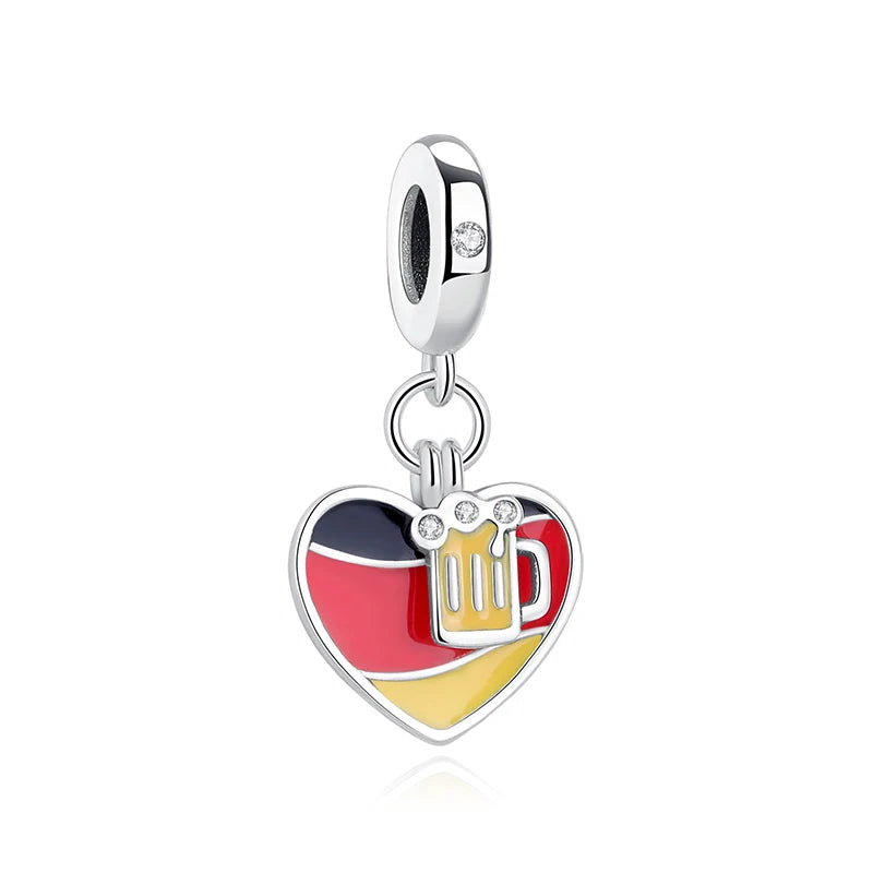 Original 925 Sterling Silver Charms Camera Suitcase London Bus Love Heart Beads Fit Bracelets Necklaces DIY Jewelry Women