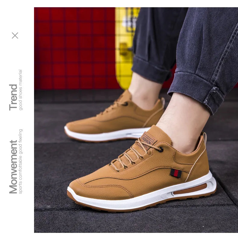 Men's PU Leather Sneakers Business Casual Shoes for Man Outdoor Breathable Sneakers Male Fashion Loafers Walking Footwear Tenis