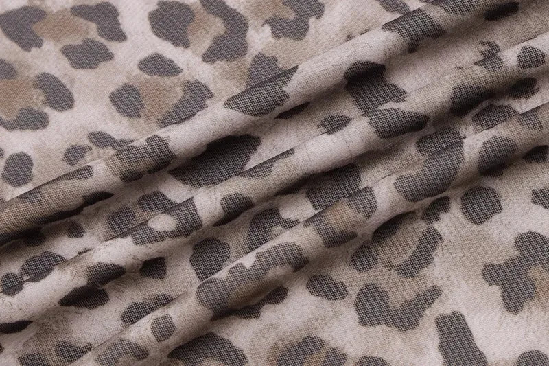 Women's tulle leopard print top shoulder straight neck and leopard print straight skirt summer casual girls two-piece set