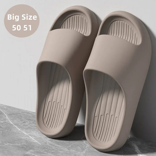 Big Size 50 51 New Summer Women's Slippers Men's Bathroom Flip Flops Concise Solid Color Shoes Home Non Slip Flats Beach Sandals