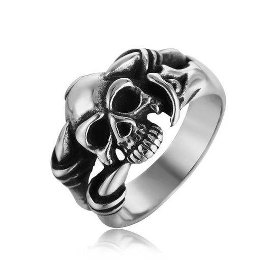 Creative Fashion Trend Classic Minimalist Vintage Style Skull Men's Ring Hip Hop Punk Niche Party Accessories Halloween Jewelry