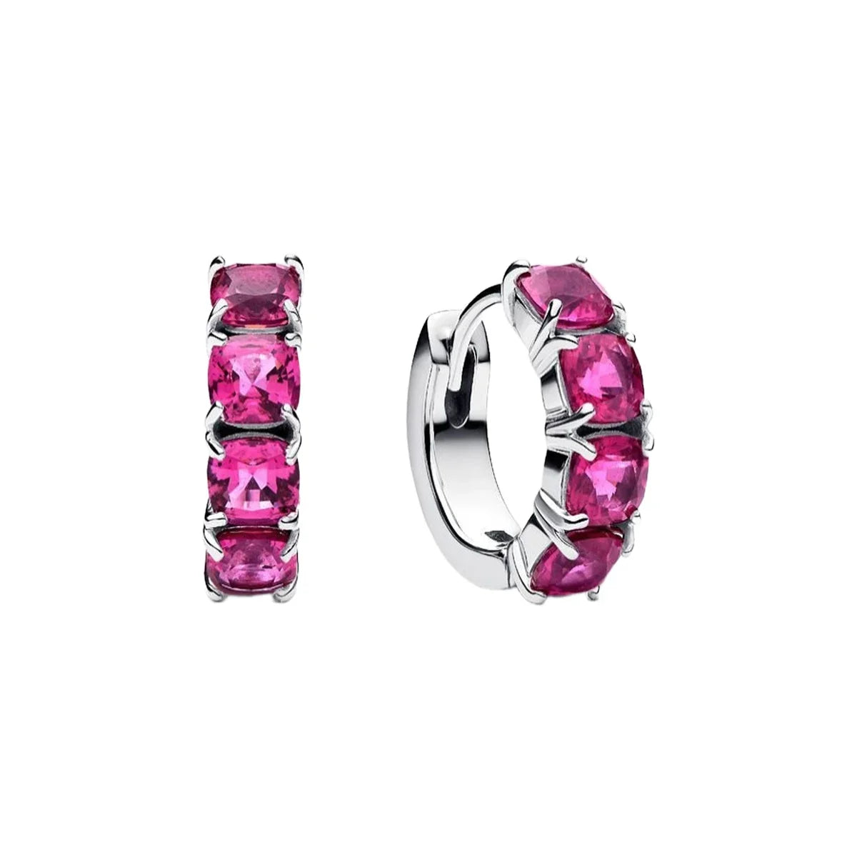 Sparkling Colorful Hoop Earrings 925 Sterling Silver Hypoallergenic Jewelry Embellished With Zircon Elegant Luxury Style Female